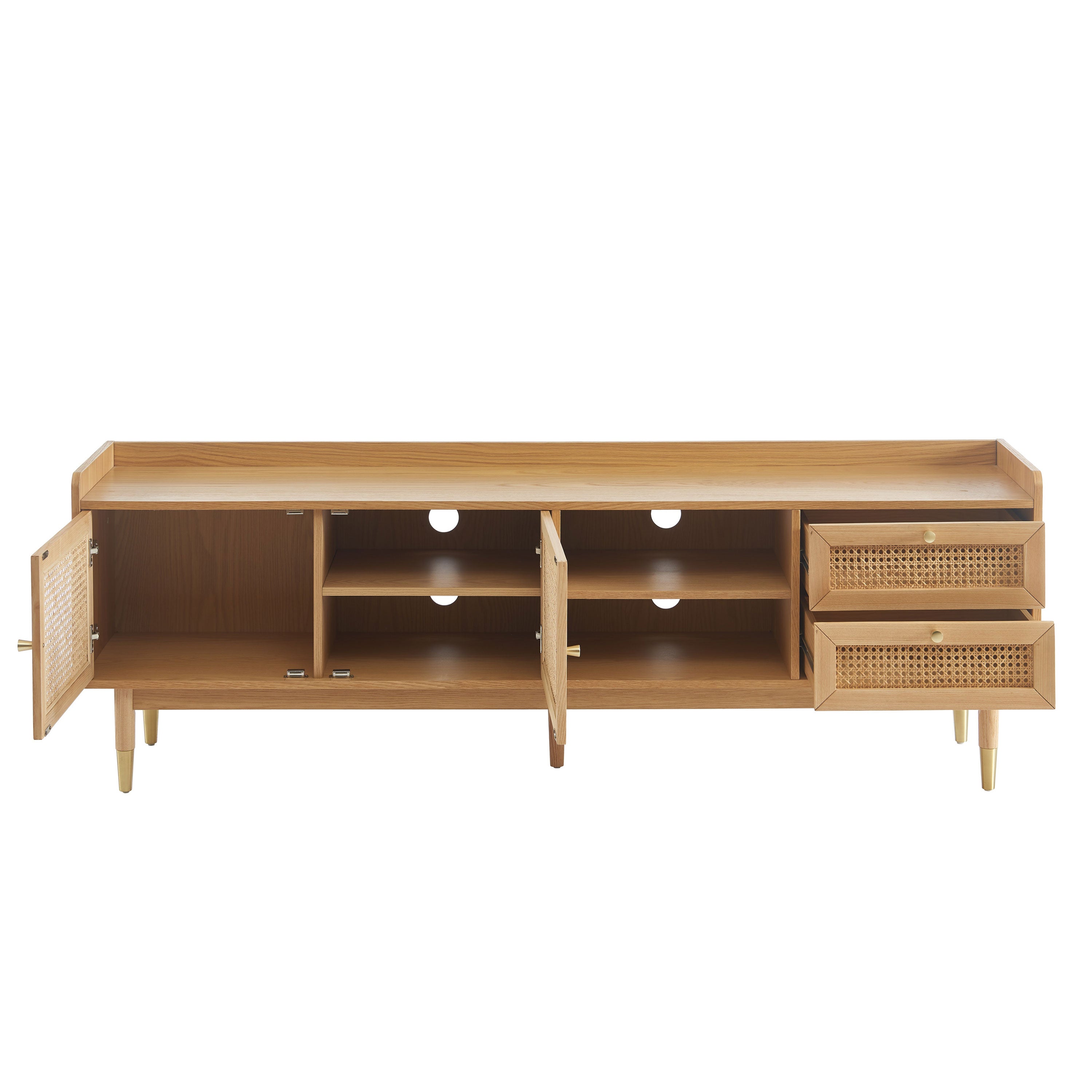 Mueble TV Leon - Chapa de Roble y Rejilla de Ratán