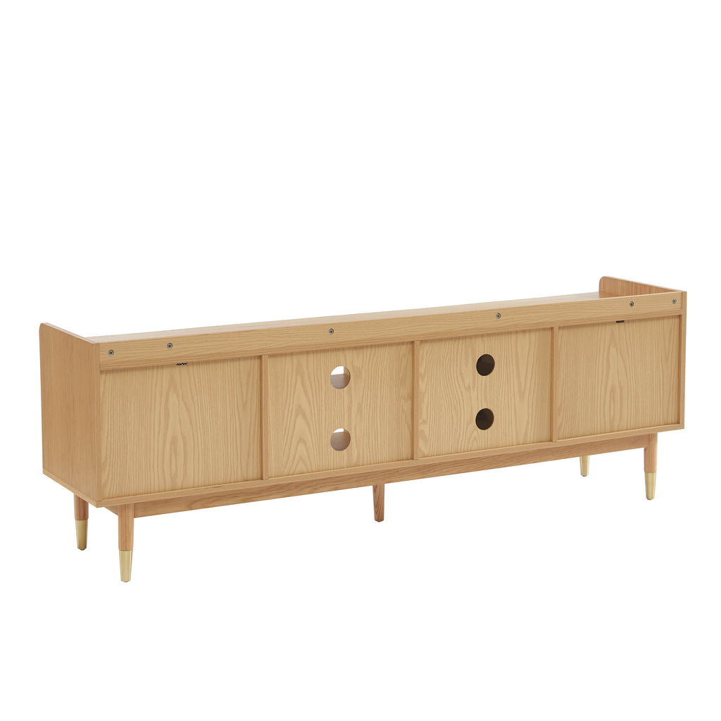 Mueble TV Leon - Chapa de Roble y Rejilla de Ratán