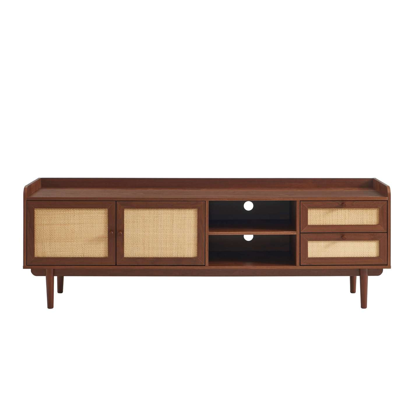 Leon - Television Unit - Walnut And Cannage
