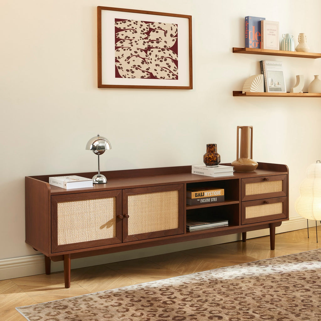 Leon - Television Unit - Walnut And Cannage