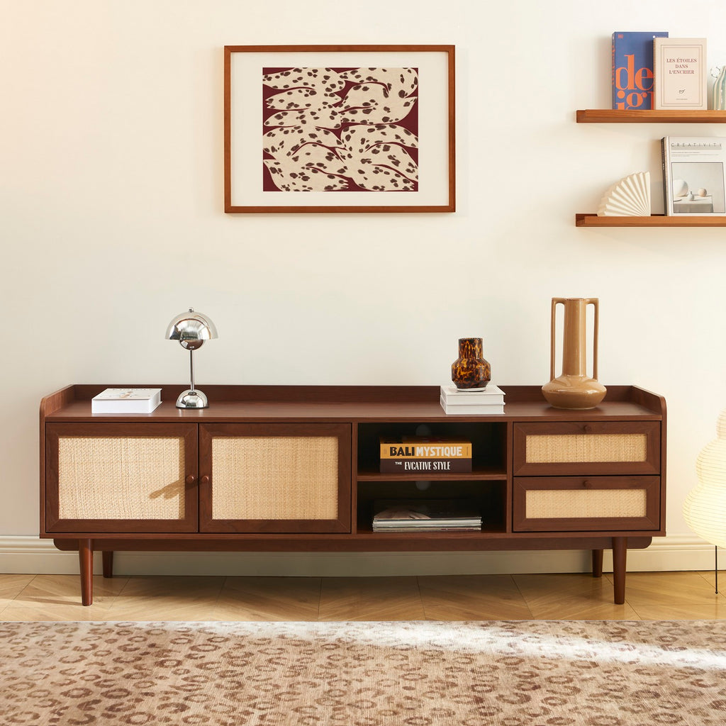 Leon - Television Unit - Walnut And Cannage