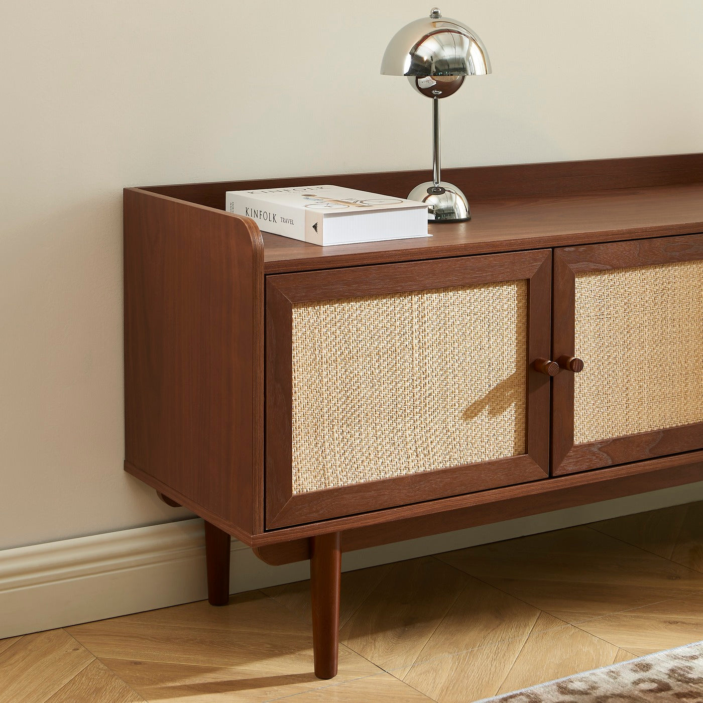 Leon - Television Unit - Walnut And Cannage