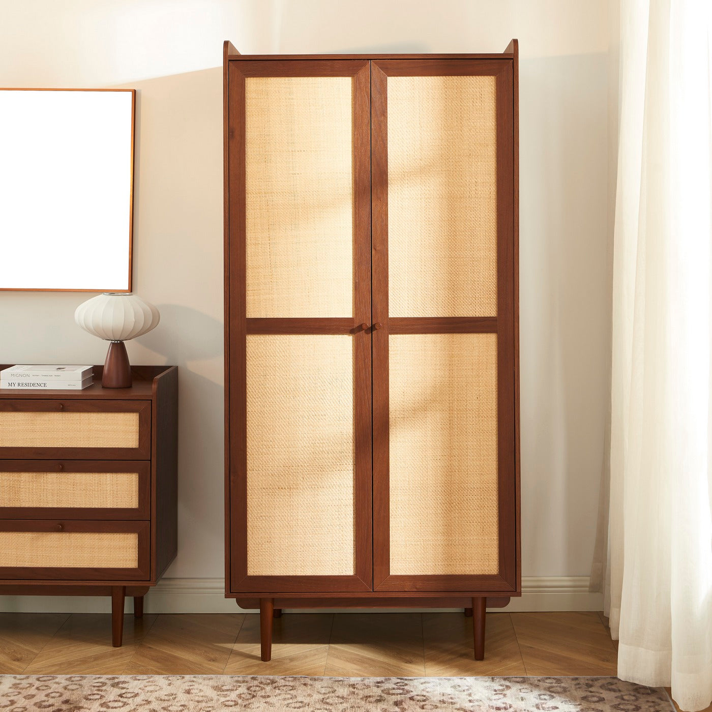 Leon - Wardrobe - Walnut And Cannage