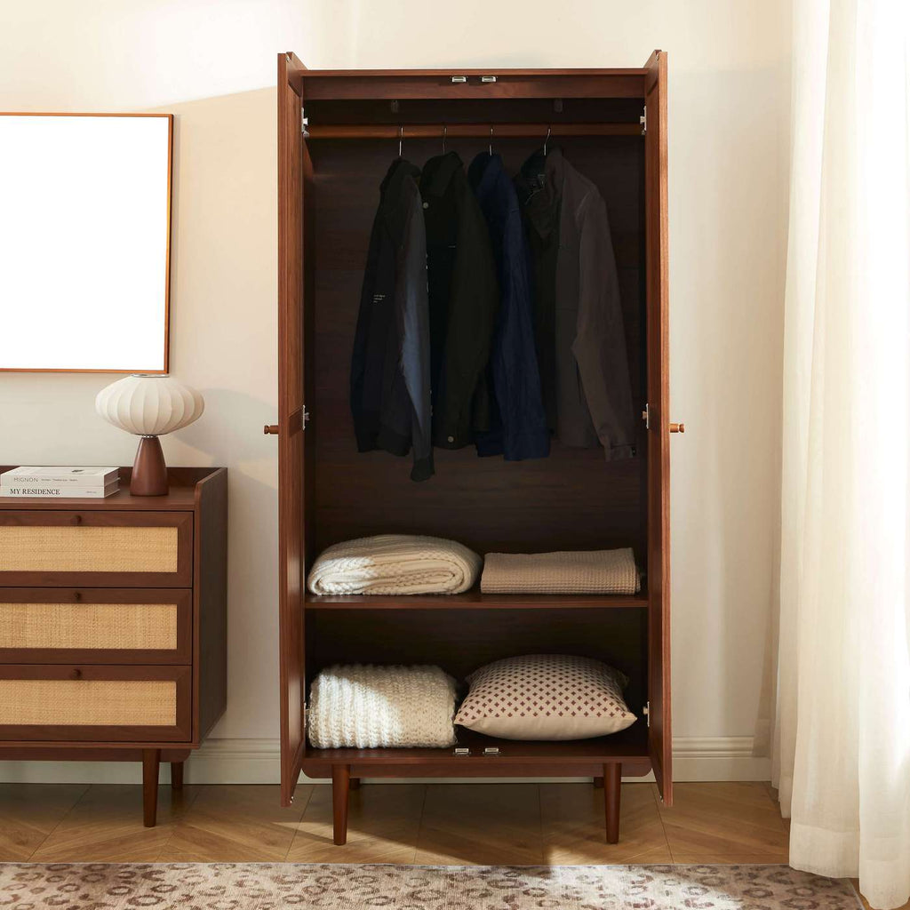 Leon - Wardrobe - Walnut And Cannage