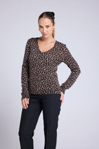 Jersey Cuello Redondo Estampado Leopardo Leonida - Leopardo Beige