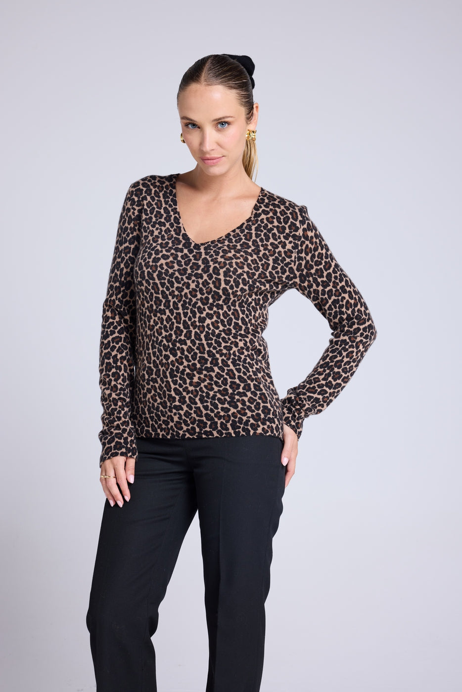 Jersey Cuello Redondo Estampado Leopardo Leonida - Leopardo Beige