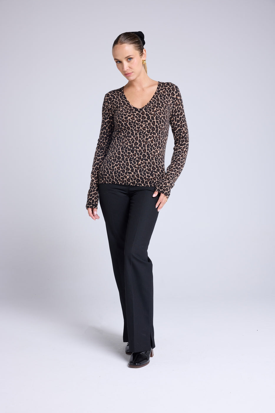 Pull Col Rond Print Leopard Leonida - Leopard Beige