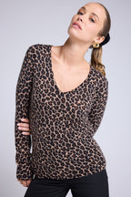 Jersey Cuello Redondo Estampado Leopardo Leonida - Leopardo Beige