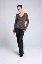 Jersey Cuello Redondo Estampado Leopardo Leonida - Leopardo Beige