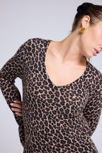 Jersey Cuello Redondo Estampado Leopardo Leonida - Leopardo Beige