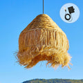 Leonora - Solar Pendant Light - Water Hyacinth - Beige