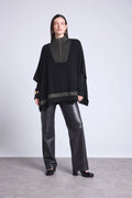 Poncho A Col Montant Zipe Leonor - Noir Et Dore - Femme