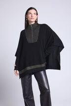 Poncho A Col Montant Zipe Leonor - Noir Et Dore - Femme