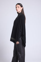 Poncho A Col Montant Zipe Leonor - Noir Et Dore - Femme
