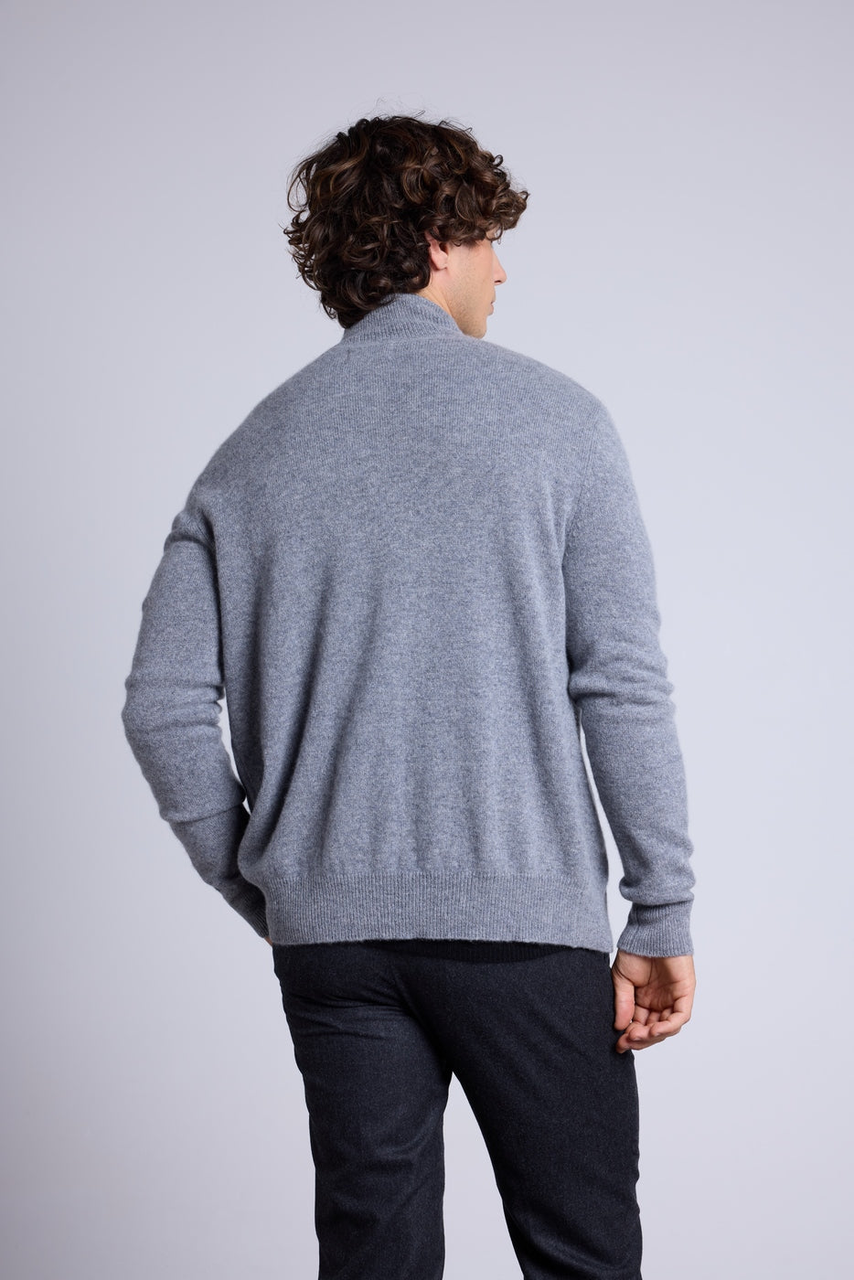 Cárdigan con cremallera y cuello alto Leo - Gris oscuro - Hombre