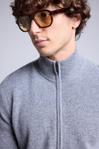 Cárdigan con cremallera y cuello alto Leo - Gris oscuro - Hombre