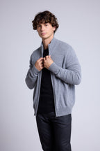 Cárdigan con cremallera y cuello alto Leo - Gris oscuro - Hombre