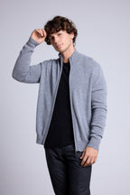 Cárdigan con cremallera y cuello alto Leo - Gris oscuro - Hombre