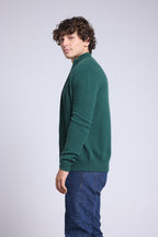 Cárdigan con cremallera y cuello alto Leo - Verde botella - Hombre