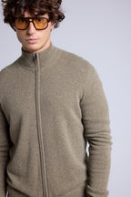 Cárdigan con cremallera y cuello alto Leo - Verde caqui - Hombre