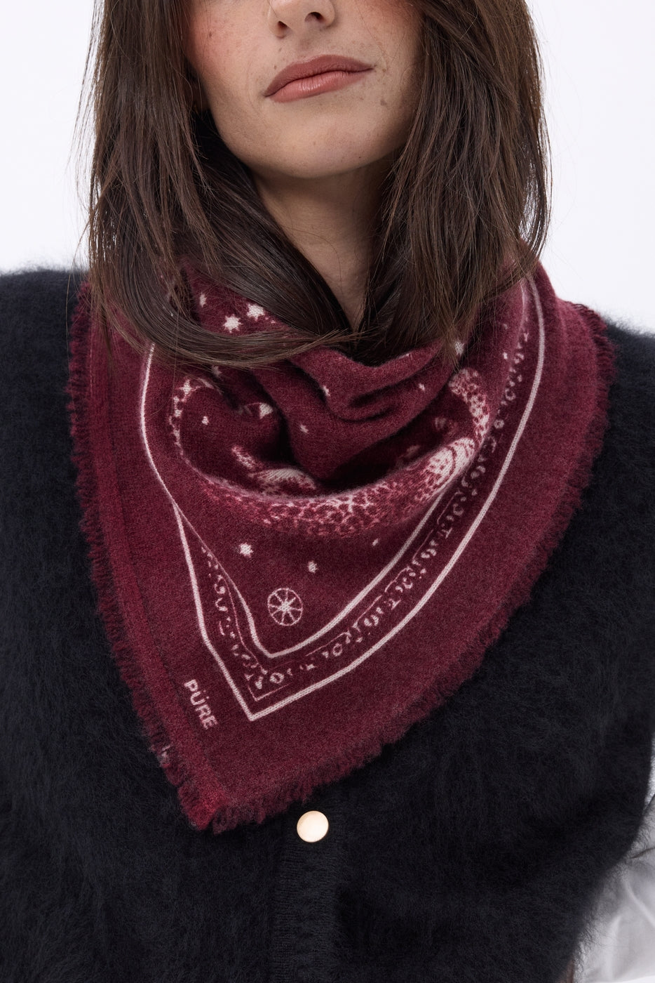 Bandana pequeño Leo - Burdeos blanco - Mujer