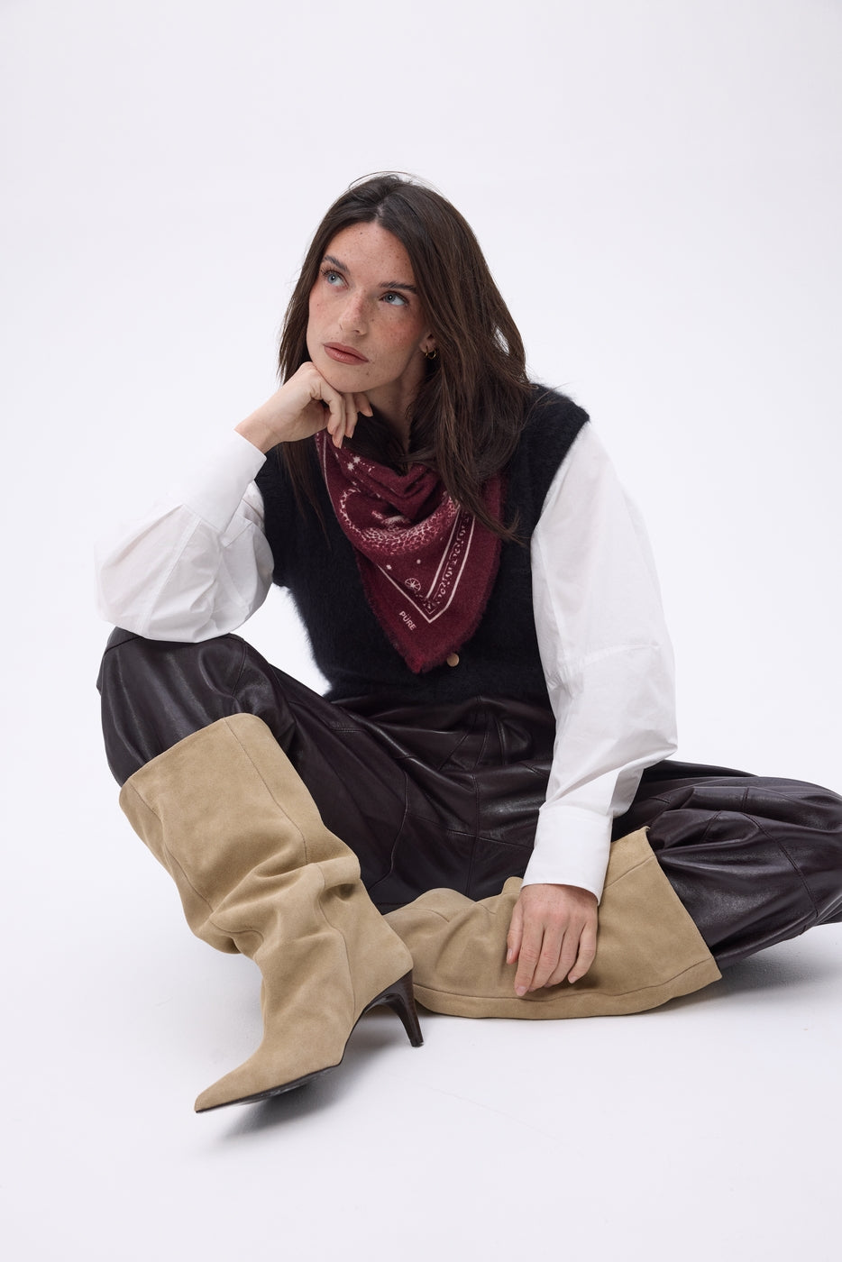 Bandana pequeño Leo - Burdeos blanco - Mujer