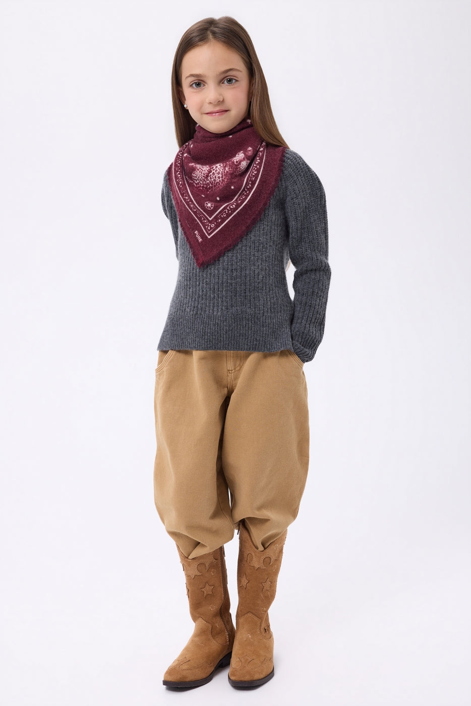 Petit Bandana Leo - Burgundy Blanc - Enfant