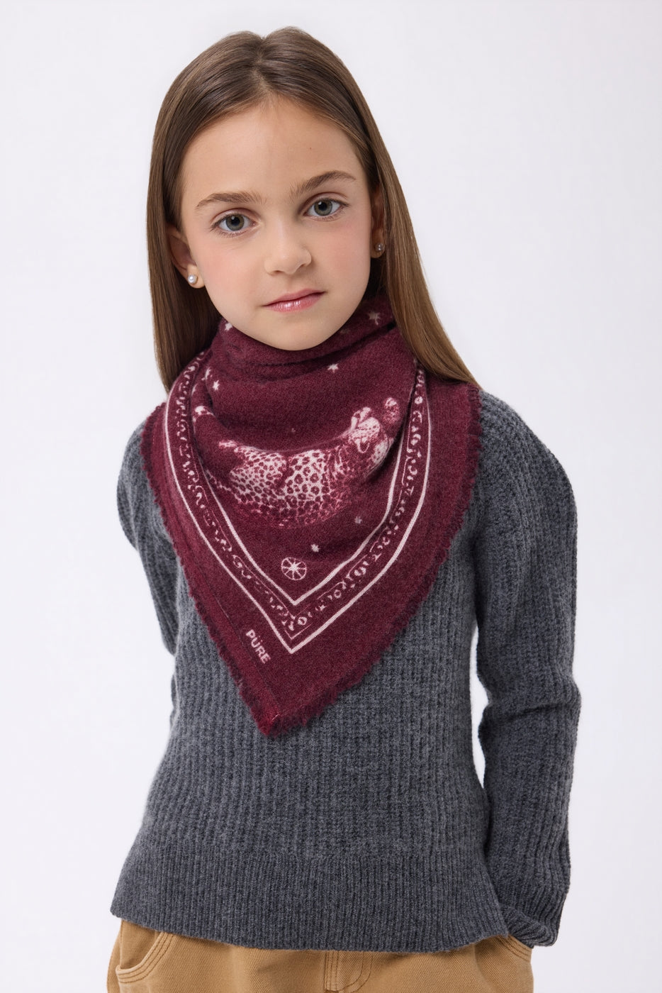 Petit Bandana Leo - Burgundy Blanc - Enfant