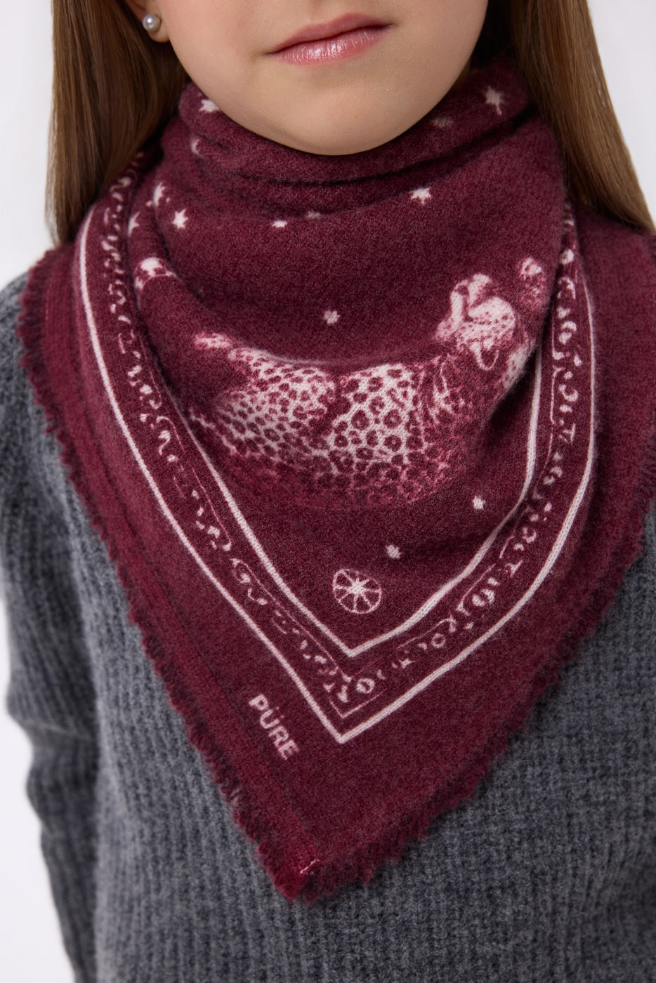 Petit Bandana Leo - Burgundy Blanc - Enfant
