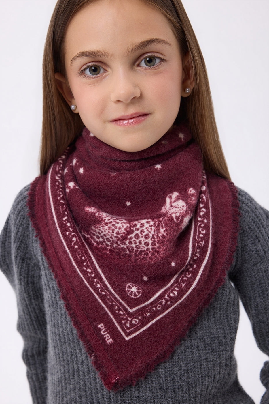 Petit Bandana Leo - Burgundy Blanc - Enfant
