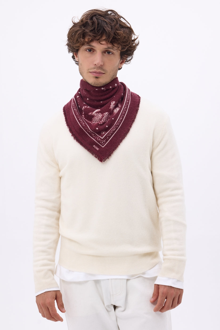 Small Leo Bandana - Burgundy White - Men