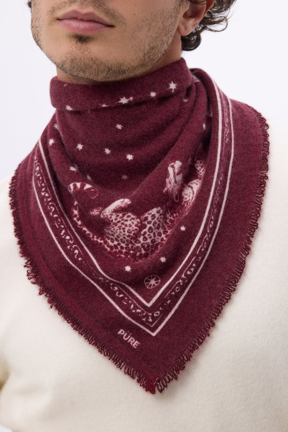 Small Leo Bandana - Burgundy White - Men