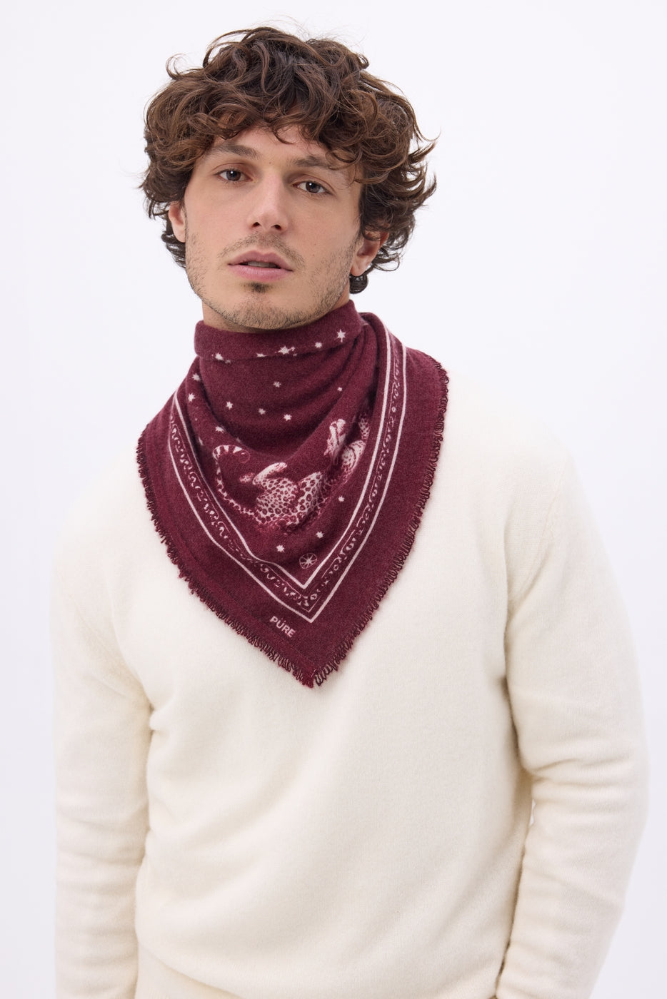 Small Leo Bandana - Burgundy White - Men