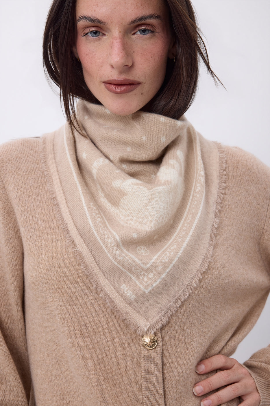 Bandana pequeño Leo - Beige crema blanco - Mujer