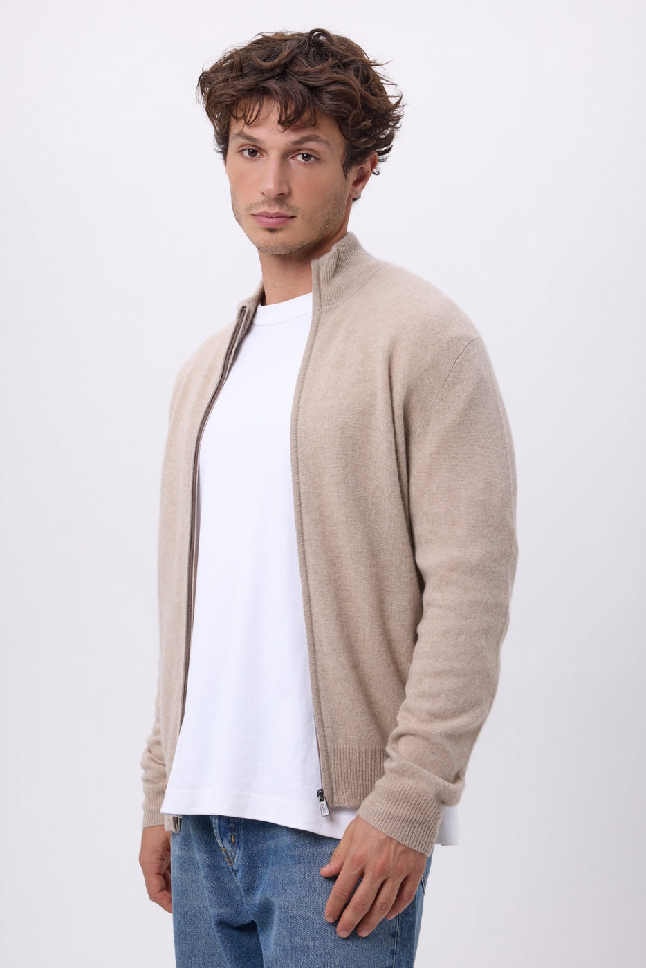 Chaleco con cremallera y cuello alto Leo - Beige claro - Hombre