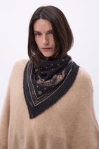Kleine Bandana Leo - Zwart Luipaarddessin - Dames - 100% Kasjmier