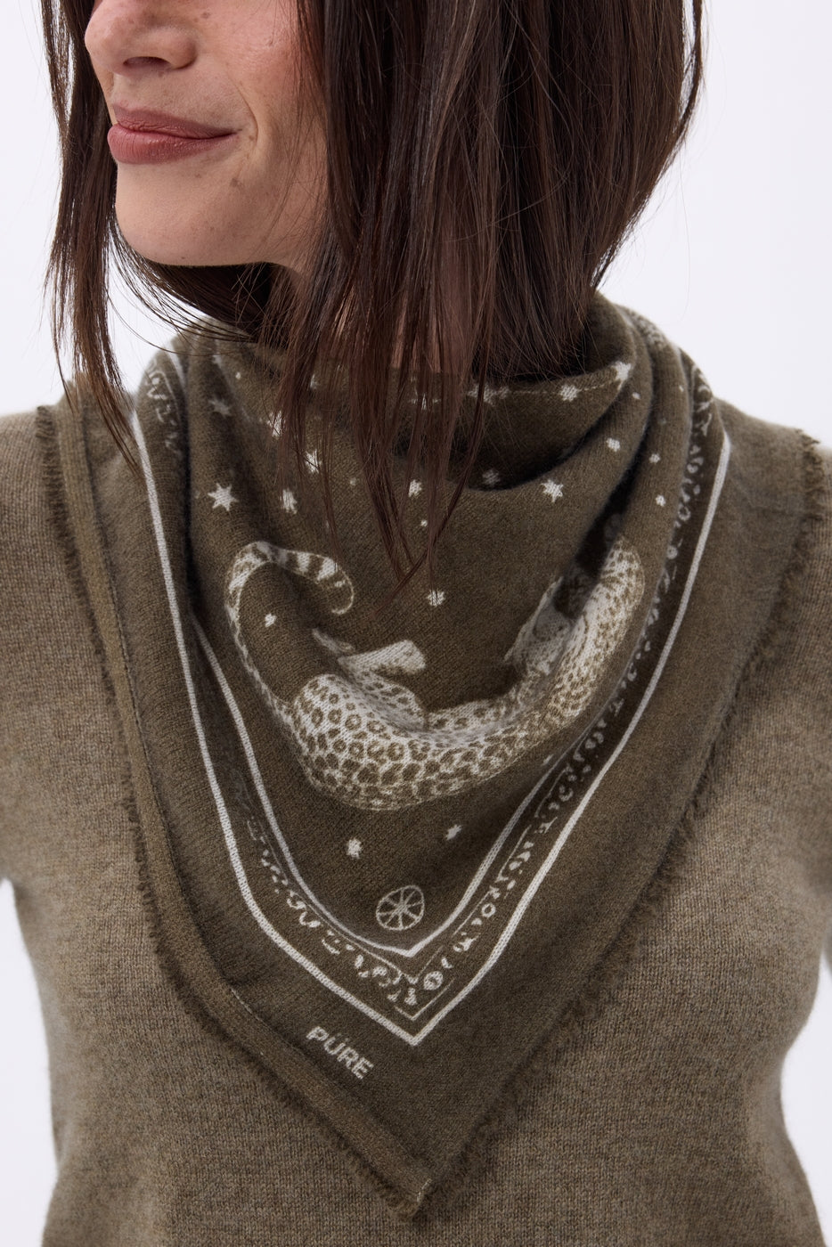 Bandana pequeño Leo - Caqui mezclado blanco - Mujer