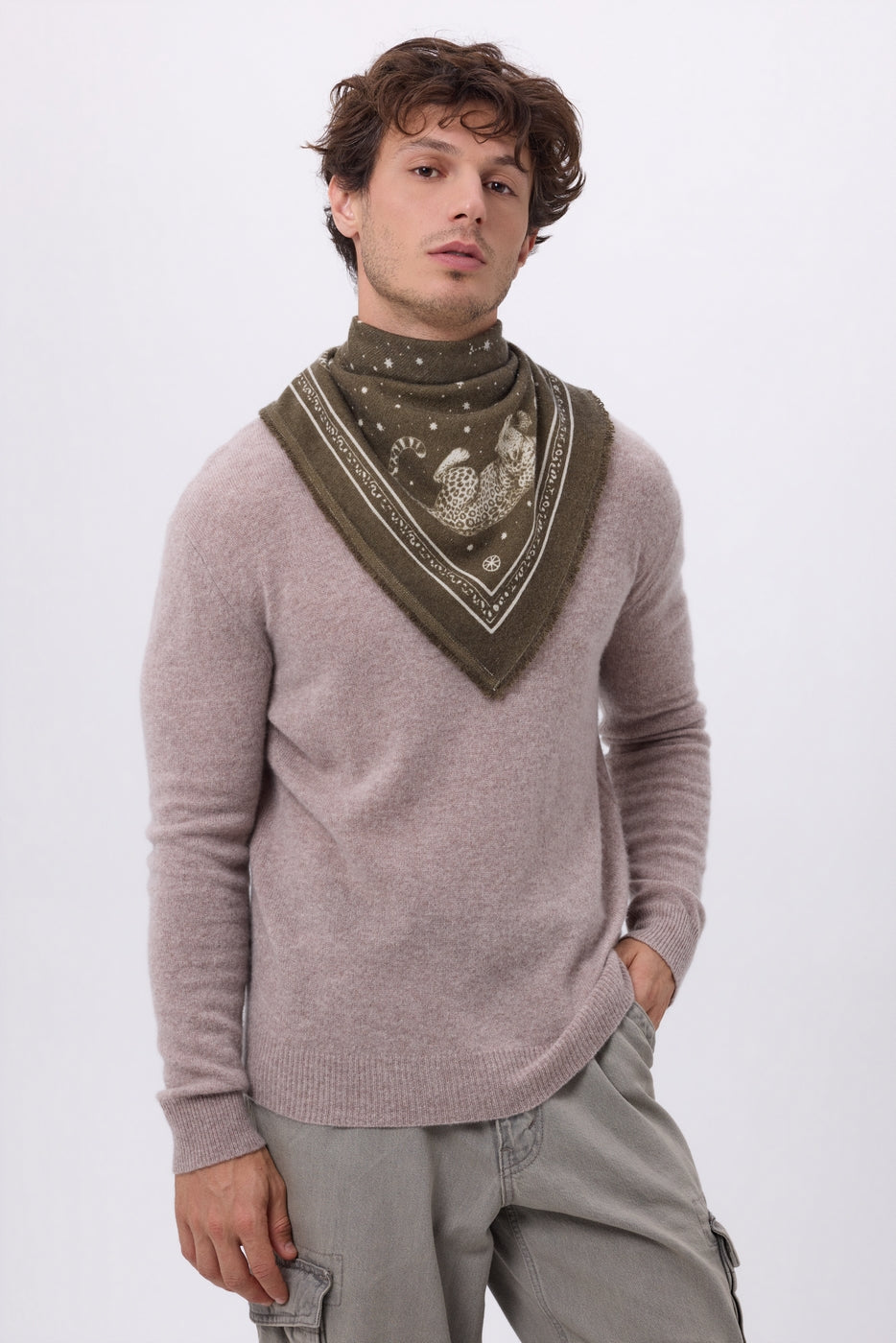 Bandana Leo pequeño - Caqui jaspeado blanco - Hombre