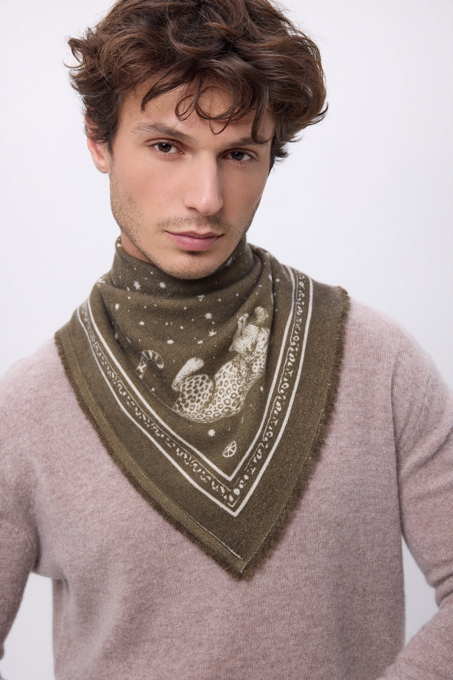 Bandana Leo pequeño - Caqui jaspeado blanco - Hombre