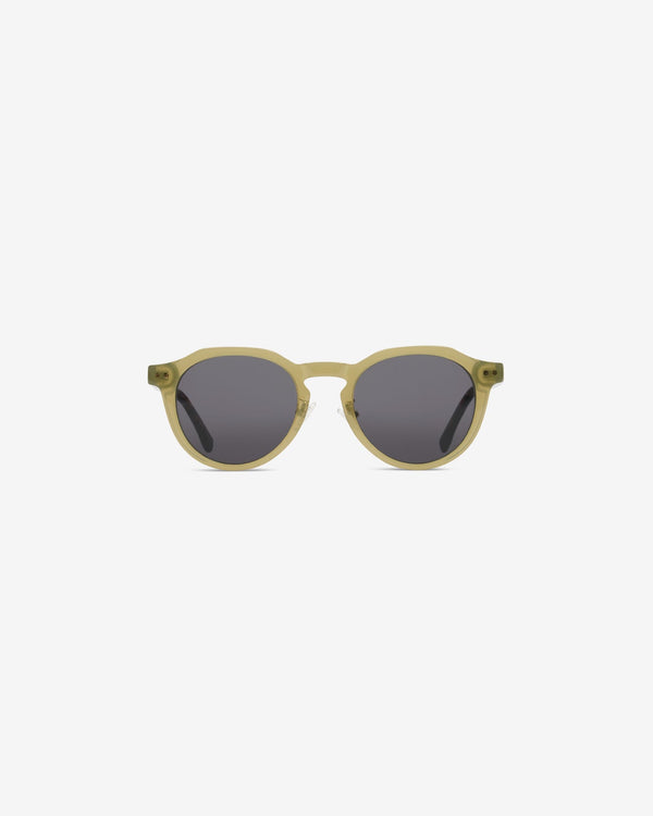 Vadim Olive sunglasses — round acetate frame, front view