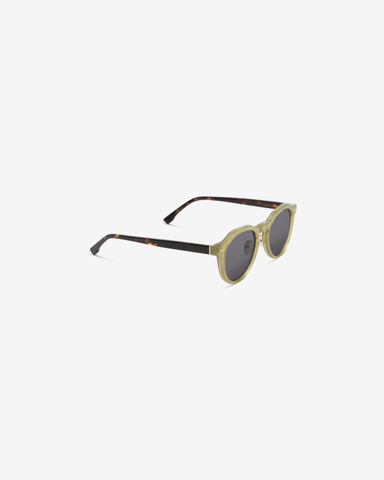 Vadim Olive sunglasses — round acetate frame, three-quarter view