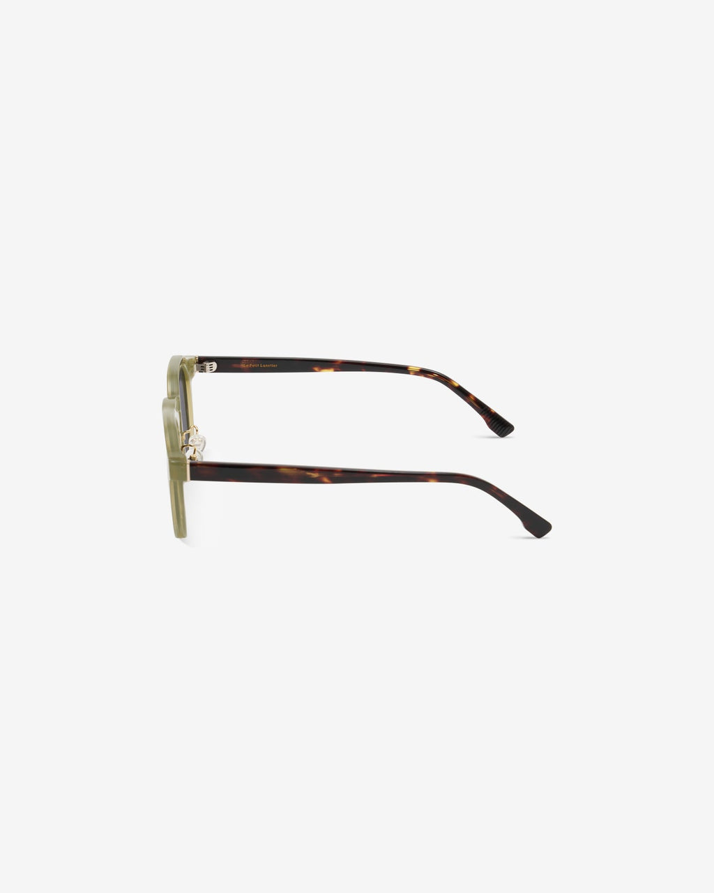 Vadim Olive sunglasses — round acetate frame, profile view