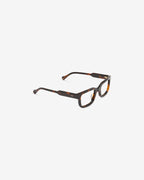 Anteojos Ezra Ecaille: montura rectangular de acetato, vista de tres cuartos