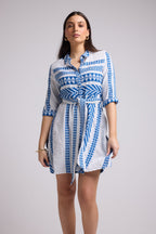 Short Dress - Leya Short - White Blue