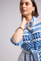 Short Dress - Leya Short - White Blue