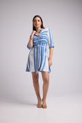 Short Dress - Leya Short - White Blue