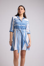 Short Dress - Leya Short - White Blue