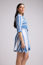 Short Dress - Leya Short - White Blue