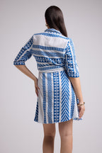 Short Dress - Leya Short - White Blue