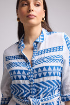 Short Dress - Leya Short - White Blue